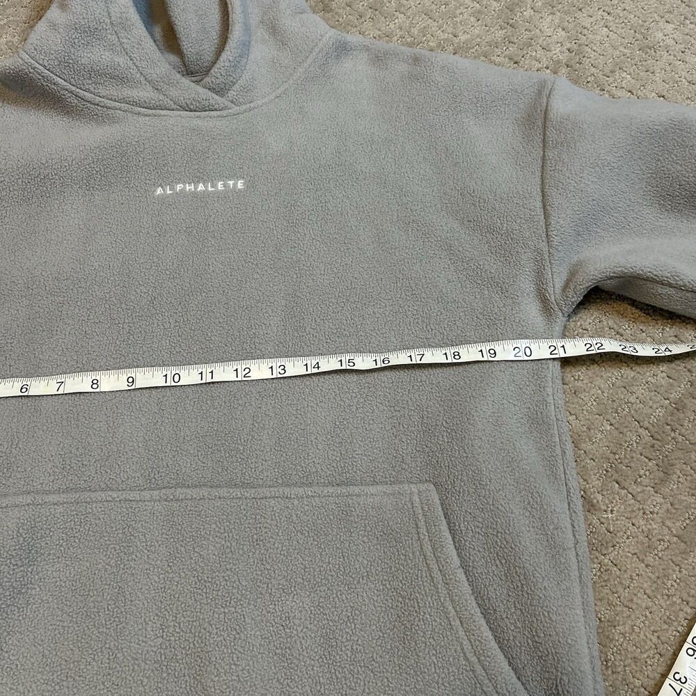 Alphalete Hoodie Men’s Medium Gray Sherpa Pullover Cozy Gym Workout Lounge - Picture 11 of 12